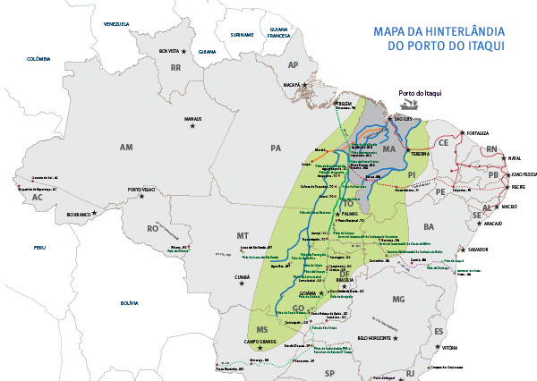 Mapa da Hinterlândia do Porto do Itaqui